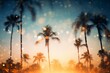 Palm trees and the sun with a dreamy, hazy effect