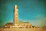 Fototapeta Sawanna - Vintage image of Hassan II Mosque, Casablanca. Morocco..