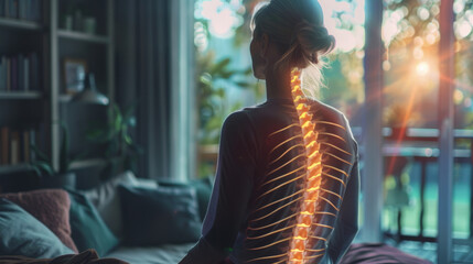 Woman with Spinal Pain, Digital Composite