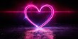 violet pink neon light drawing. modern conceptual heart doodle isolated on black background.