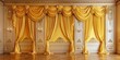 yellow with golden curtain stage with frames,
