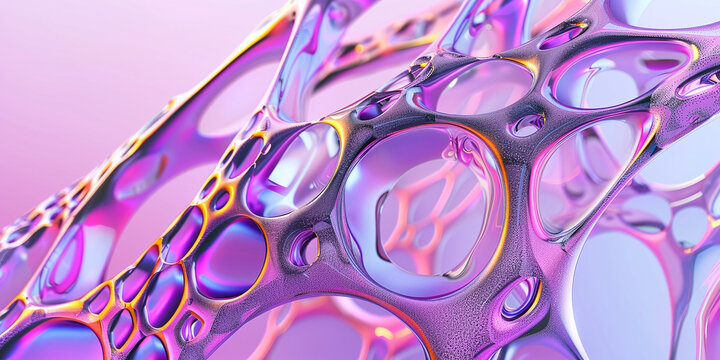 abstract multicolored organic structure on a purple background. 3D rendering.