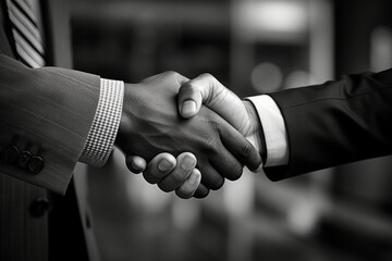 Close-up of a handshake. successful business deal between white and black businessmen