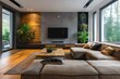 Contemporary Living Room. Modern Interior Design Background.