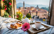 Breakfast in bed with a view of the old town