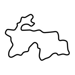 Wall Mural - Tajikistan country simplified map. Thick black outline contour. Simple vector icon