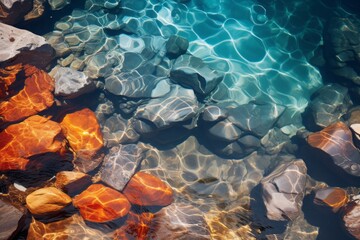 Wall Mural - abstract water patterns with rocks beneath the clear surface