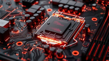 Poster - cybersecurity service concept of computer motherboard and safety lock with login and connecting veri