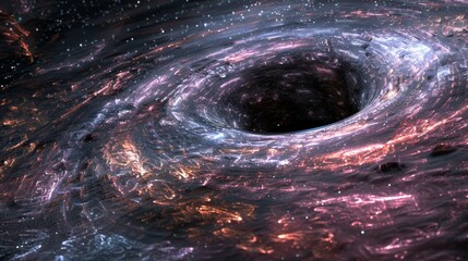 Wall Mural - The dark allure of a space vortex invites the eye into the depths of the cosmos, framed by the swirling dust and starlight of a galaxy.
