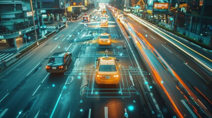 Aufkleber - Smart city public transportation control and mobile app to order taxi to destination