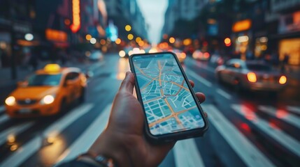 Aufkleber - Smart city public transportation control and mobile app to order taxi to destination