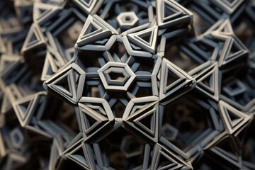 Wall Mural - A close up of a 3D deltoidal icositetrahedron with mesmerizing geometric textures