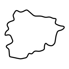 Sticker - Andorra country simplified map. Thick black outline contour. Simple vector icon