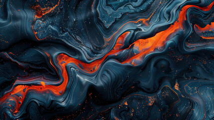 abstract texture of lava flow, with dark blue and red tones 