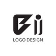 simple black letter bi for logo design