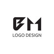 simple black letter bm for logo design