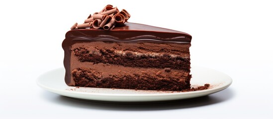 Poster - A piece of chocolate cake on a plate with a fork