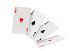 © Nofi - Four aces of diamonds clubs spades and hearts falling playing cards on transparent background