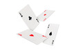 © Nofi - Four aces of diamonds clubs spades and hearts falling playing cards on transparent background