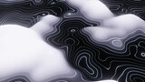 Fototapeta Przestrzenne - 3d futuristic sci-fi abstract black and white fog clouds mountains wavy background with circles. Stylized Topographic map outline Landscape with mountains and canyons from glowing energy circles.