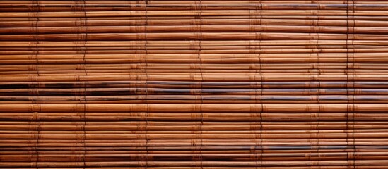 Wall Mural - Close up of brown bamboo mat with horizontal lines pattern