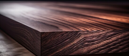 Wall Mural - A close up of a wooden table with a black background