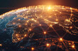 Global Connectivity: A Digital Illustration of Networked World. Vibrant digital illustration of the Earth with glowing network connections highlighting global communication and international relations