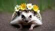 A Hedgehog Wearing A Flower Crown Upscaled