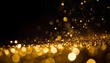 golden swirly bokeh shiny glitter lights overlay on dark background