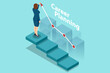 Isometric Career Growth. Business Arrow Target Direction. Success. Business Vision and Target. Business Development Plan for Improvement. Way to Success Cover, Persentation, Social Media Poster