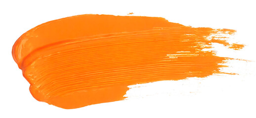 Poster - Orange paint brush strokes isolated on white background. Acrylic paint smears