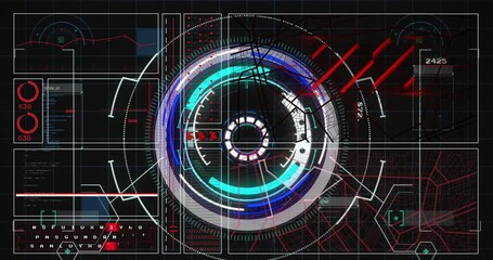 Poster - Animation of digital data processing over black background