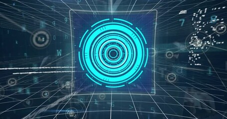 Poster - Animation of digital data processing over black background