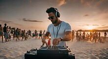 DJ At A Beach Party.
