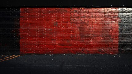 Wall Mural - old grunge brick wall room background..E mpty space of Red and black vintage grunge brick wall texture background.