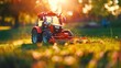 A tractor grass cutter in field for agricultural machinery. AI generated image
