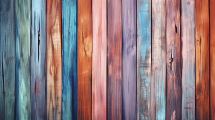 Poster - colorful vintage wooden top texture background. exuberant image. generative ai