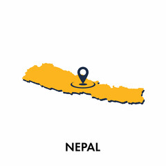 Wall Mural - Nepal map with location PIN isolated on white background, Concept of explore, and travel vector illustration design