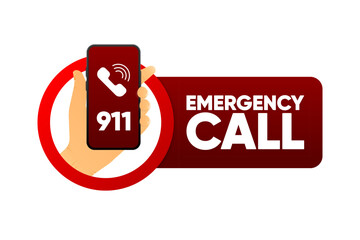 Poster - Emergency Call label. SOS emergency call. 911 calling. Hotline concept. Vector Illustration.
