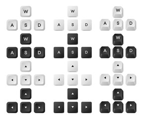 Fototapete - Computer key combinations. Set of key combinations. Command set icons. Computer keyboard button set. Vector Illustration.
