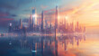 Futuristic Cityscape, city of the future with sleek buildings and advanced technology