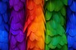 Rainbow-Colored Birds Feathers Close-Up