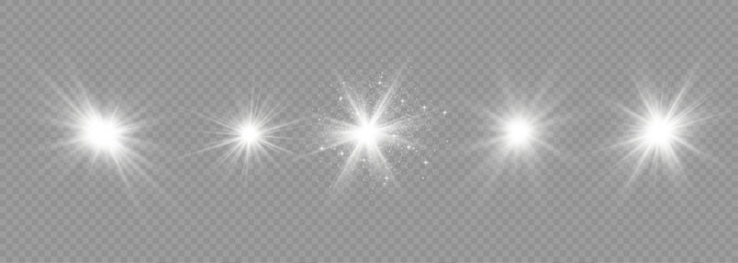 Poster - sparkling stars, twinkling and flashing lights. collection of various light effects on a black backg