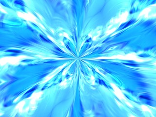 Poster - Background with effect of rays in motion, water blurr, splash, lines curves, waves, lights and depth in blue color - abstract graphic. Topics: wallpaper, abstraction, pattern, texture, art of computer