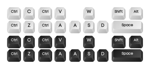 Fototapete - Computer key combinations. Set of key combinations. Command set icons. Computer keyboard button set. Vector Illustration.