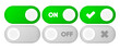 © StarGraphic - On and Off Toggle Switch Buttons. Modern user interface mockup. Template button in green and grey colors on white background. Vector illustration.