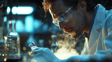 Canvas Print - Science: A scientist observes a chemical reaction in a laboratory