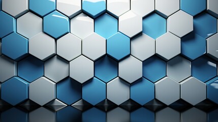 Wall Mural - Abstract blue hexagon background.