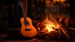 Melodies in Wood: A Rustic Acoustic Guitar Display