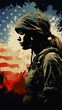 Patriotic Soldier Silhouette with American Flag

